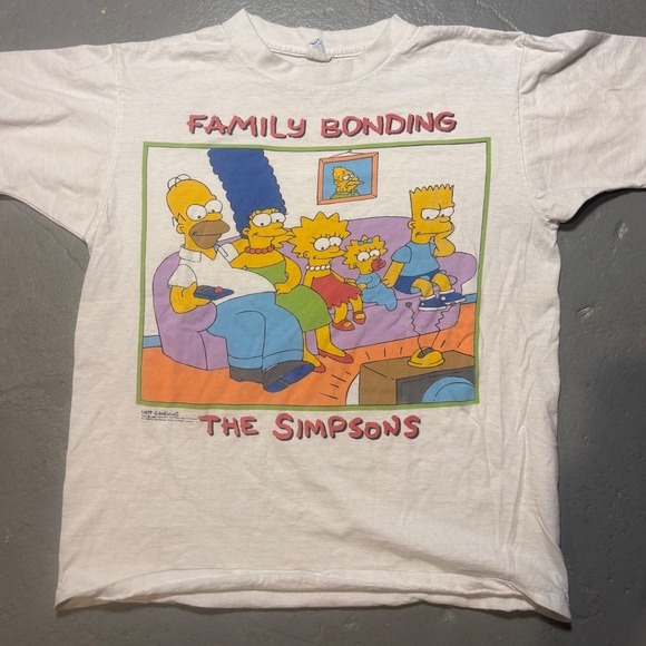 The Simpsons Other - Vintage 1989 The Simpsons Family Bonding T-Shirt White Large Matt Groening 80s